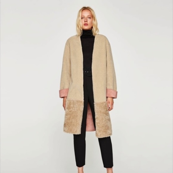 Zara Jackets & Blazers - Zara Double sided effect faux shearling coat